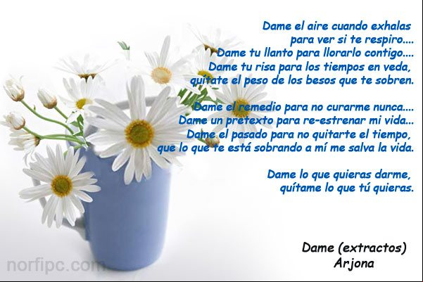 Extractos de Dame canción de amor de Ricardo Arjona Extractos de Dame canción de amor de Ricardo Arjona