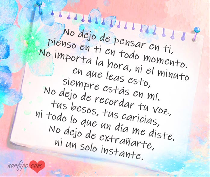No dejo de pensar en ti, poema de amor para alguien ausente