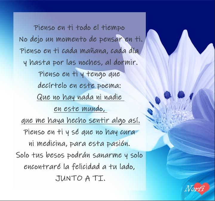 Pienso en ti todo el tiempo, solo en ti. #PoemaDeAmor Pienso en ti todo el tiempo, solo en ti. Poema de amor