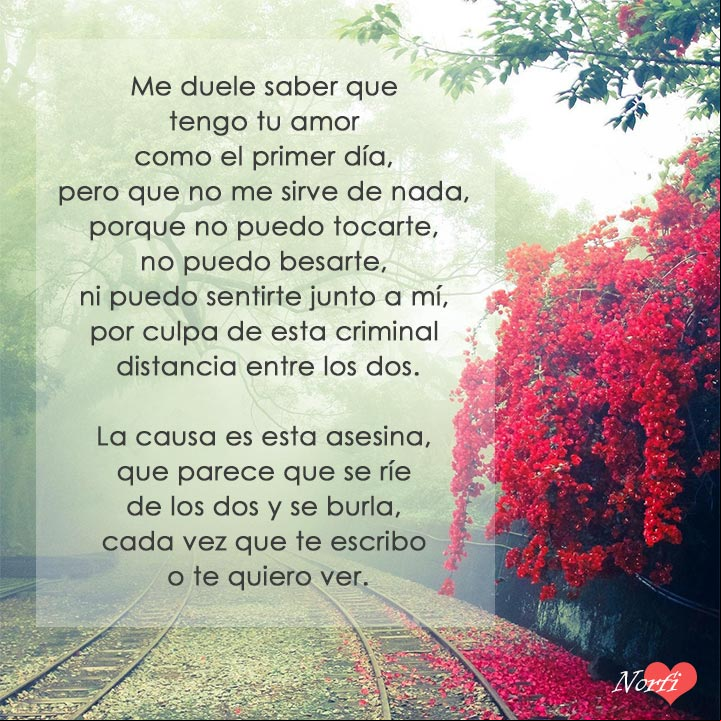 Por culpa de la distancia. Poema para dos separados que se aman Por culpa de la distancia. Poema para dos separados que se aman