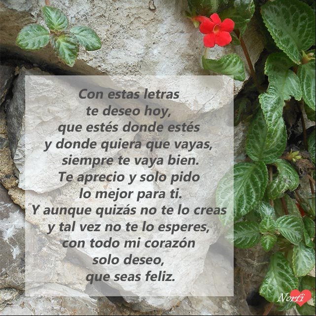 Deseo que seas muy feliz, poema Te deseo que seas muy feliz