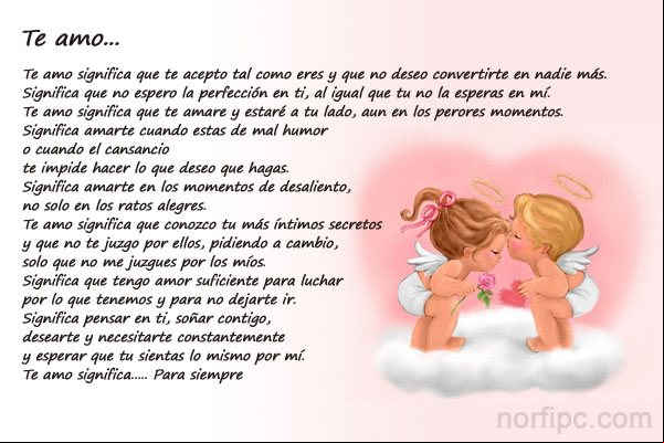 Te amo, un poema que expresa todo lo que significa el amor en una relación de pareja Te amo, un poema que expresa todo lo que significa el amor en una relación de pareja