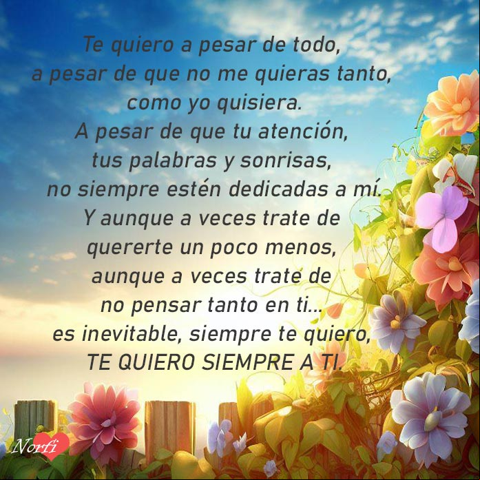 Te quiero a pesar de todo, poema Flores en una pared de piedra