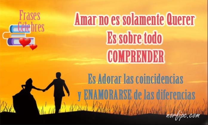 Amar no es solamente querer, es sobre todo comprender. Es adorar las coincidencias y enamorarse de las diferencias Pensamientos célebres y frases populares para vivir y sobrevivir