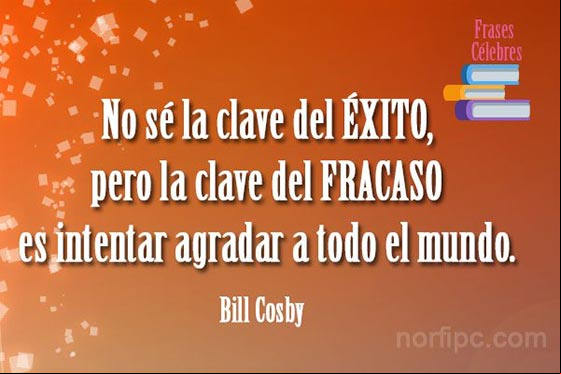 No sé la clave del éxito, pero la clave del fracaso es intentar agradar a todo el mundo Foto con frase célebre sobre el exito y el fracaso en la vida