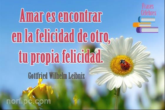 Amar es encontrar en la felicidad de otro, tu propia felicidad Foto con frase sobre el amor y la felicidad