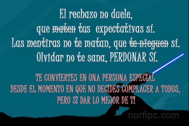 El rechazo no duele, que maten tus expectativas sí. Las mentiras no te matan, que te nieguen sí. Olvidar no te sana, PERDONAR SÍ Letras reales que aprendimos con los tropiezos, caídas y desilusiones en el amor