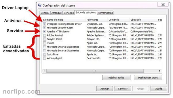Controlar con MSCONFIG los programas que se inician con Windows