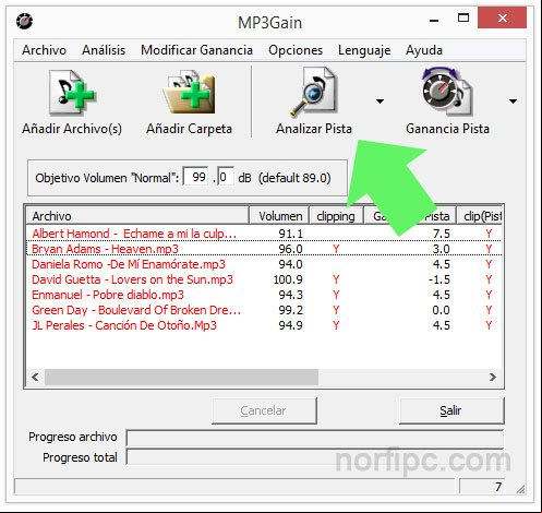 Analizar el volumen de canciones con el programa MP3Gain Analizar el volumen de canciones con el programa MP3Gain