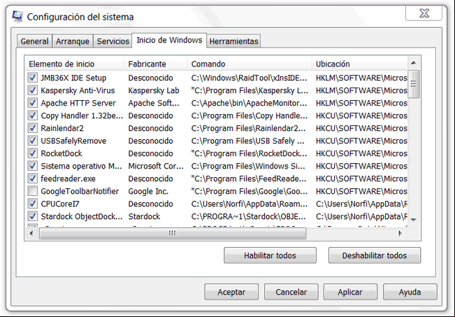 Utilizar la herramienta Configuración del sistema para saber aplicaciones en el inicio de Windows Utilizar la herramienta Configuración del sistema para saber aplicaciones en el inicio de Windows