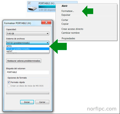 Formatear un dispositivo flash en NTFS