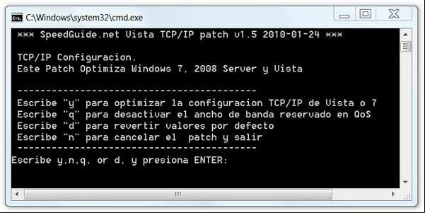 Parche para optimizar los ajustes de Windows para redes