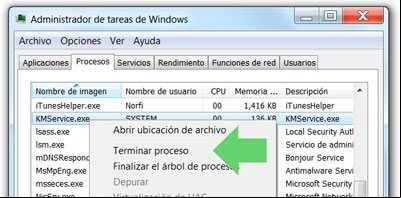 Detener un proceso manualmente con el  de tareas de Windows