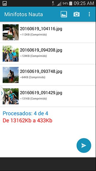 Usando la aplicación Mini Fotos Nauta para comprimir y reducir el tamaño de las fotos del celular antes de enviarlas Usando la aplicación Mini Fotos Nauta para comprimir y reducir el tamaño de las fotos