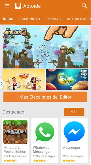 principal de la aplicación móvil Aptoide principal de la aplicación móvil Aptoide