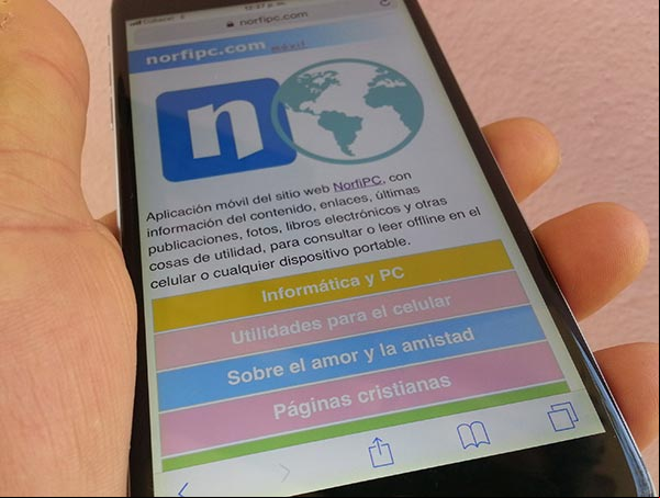 Aplicación móvil del sitio NorfiPC para teléfonos celulares y otros dispositivos portables con Android Aplicación móvil del sitio NorfiPC
