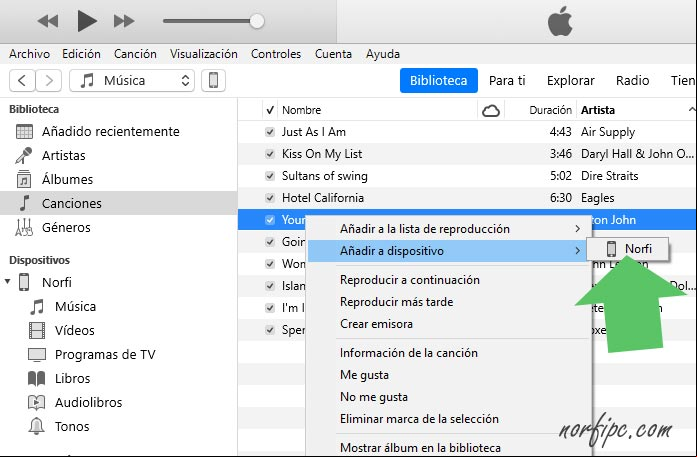 Copiar solo una canción al iPhone desde la Biblioteca de iTunes Copiar solo una canción al iPhone desde la Biblioteca de iTunes