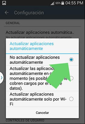 Opción para desactivar las actualizaciones automáticas de las aplicaciones en Android