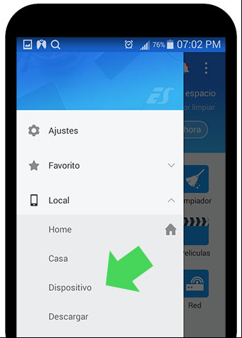 Explorar dispositivo en busca del archivo APK a instalar Explorar dispositivo en busca del archivo APK a instalar