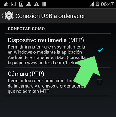 Habilitar el modo MTP en un teléfono con Android Habilitar el modo MTP en un teléfono con Android