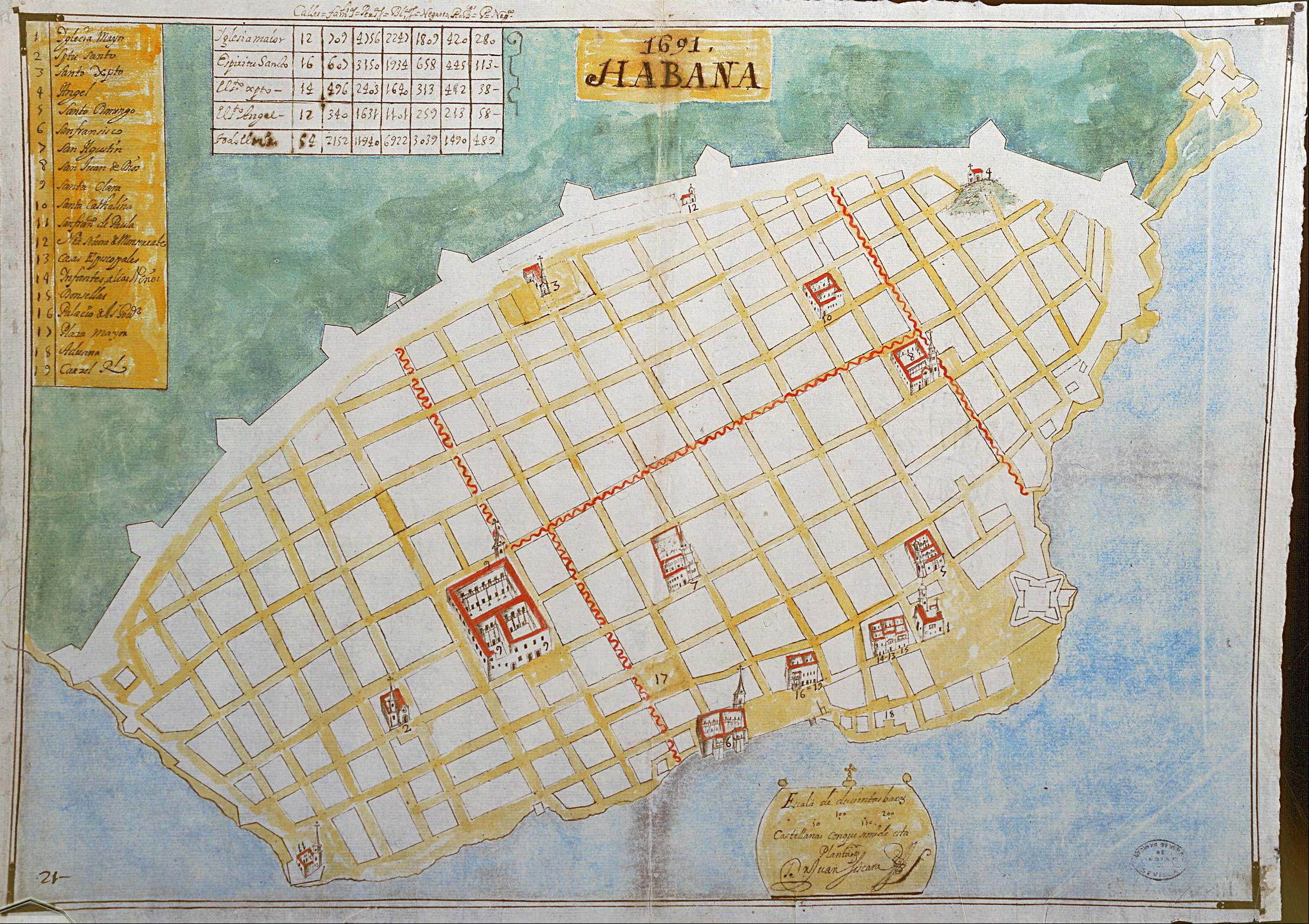 Mapa de la Habana en 1691 Mapa de la Habana en 1691