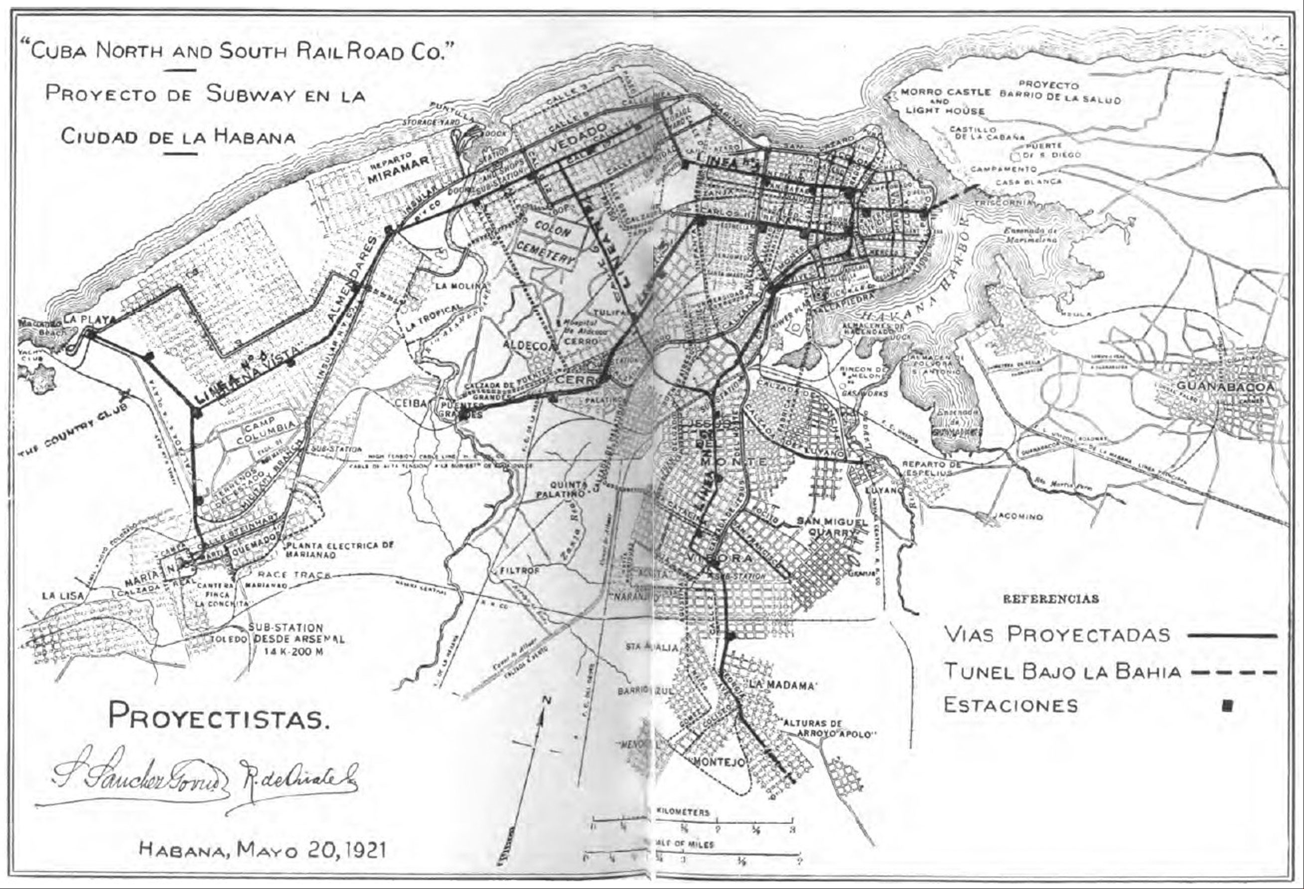 Plano del proyecto del metro de la Habana en 1921 Plano del proyecto del metro de la Habana en 1921