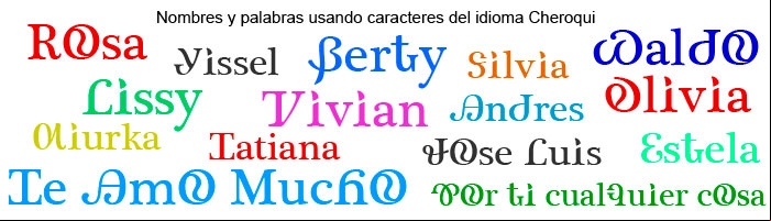 Nombres y palabras usando caracteres del lenguaje Cheroqui