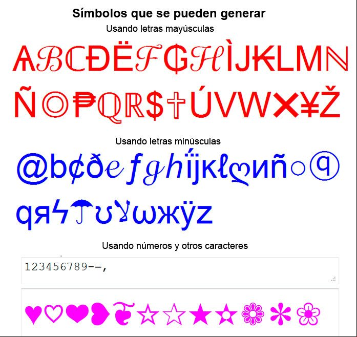 Símbolos y signos que se pueden crear usando letras y numeros diferentes