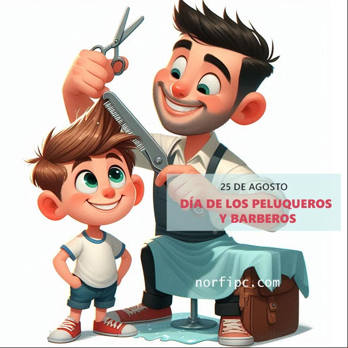 Barbero sonriente pelando a un chico