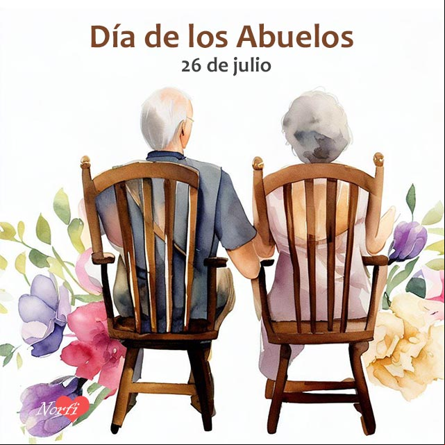 Dos abuelos sentados en mecedoras de espaldas