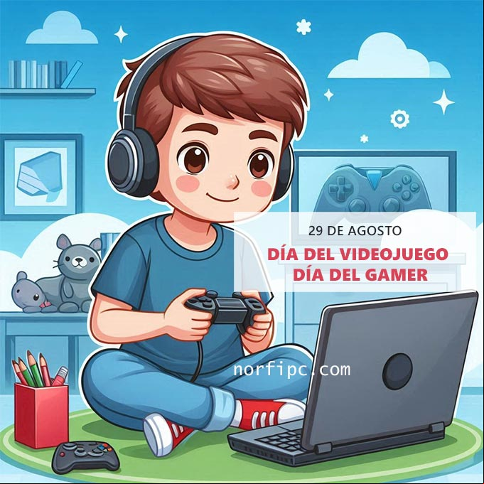 Chico jugando un videojuego en la laptop