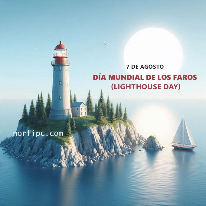 Faro sobre una isla en el mar