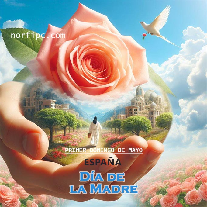 Primer domingo de Mayo, Día de la Madre en España Mano entregando una rosa