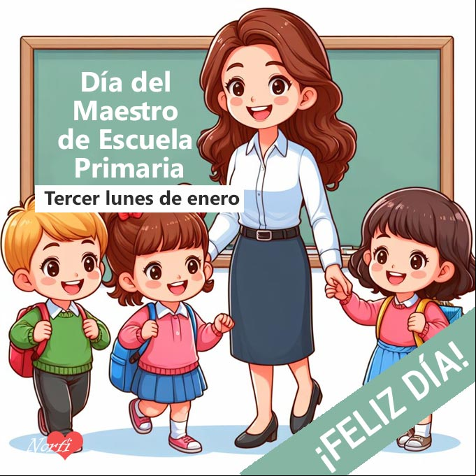 Tercer lunes de enero, Día del Maestro de Escuela Primaria en Estados Unidos Maestra con sus alumnos de primaria en el aula