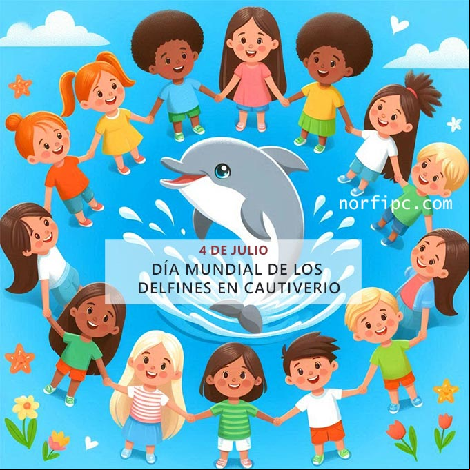 Chicos protegiendo a delfines, animado