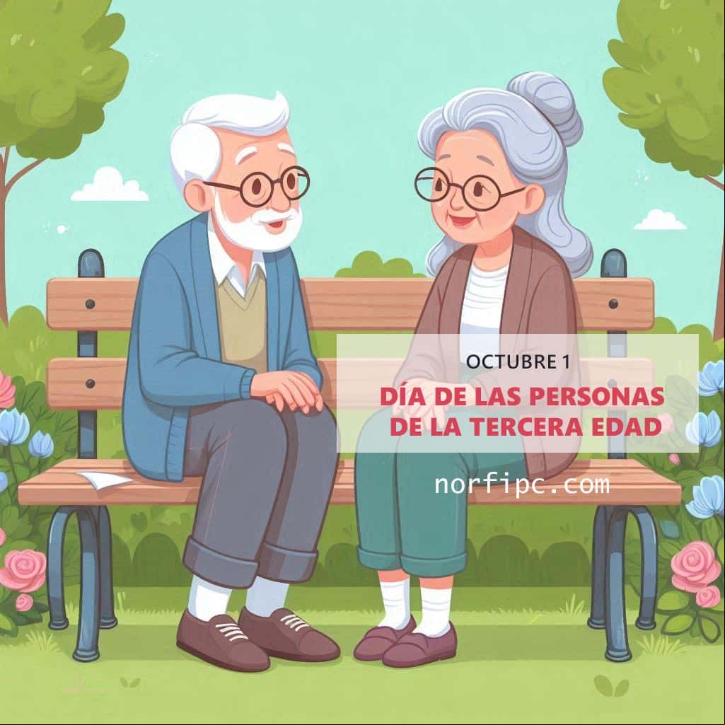 Ilustración de dos ancianos conversando en un parque