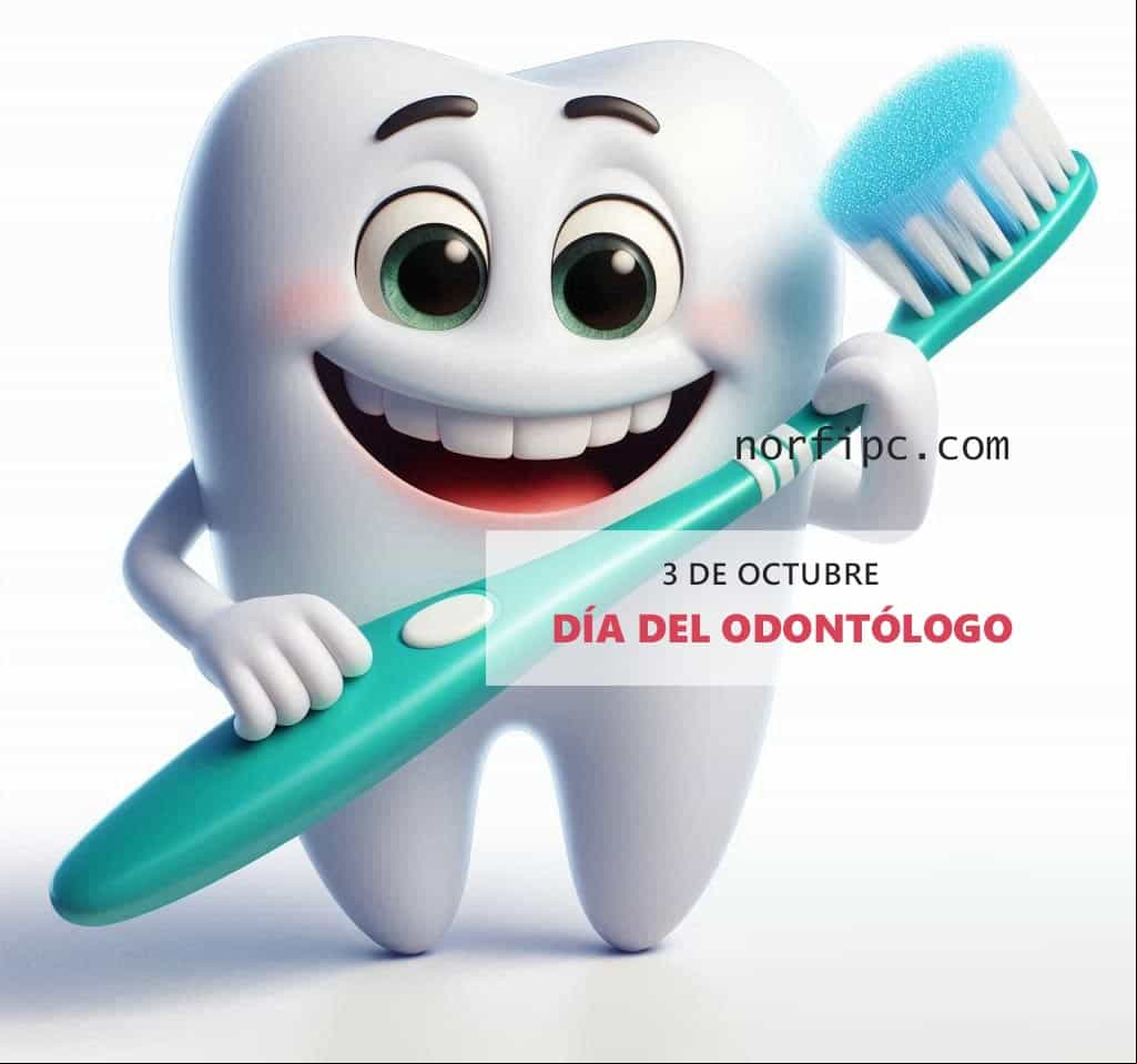 Ilustración de una muela cepillándose con pasta dental