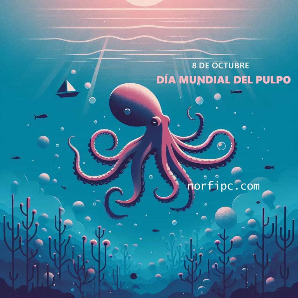 Pulpo nadando bajo el mar