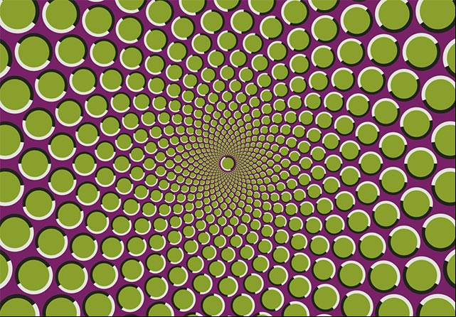 Ilusión de círculos en constante movimiento. #IlusionesOpticas Ilusión de círculos en constante movimiento