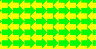 Ilusión óptica de las flechas verdes y amarillas Ilusión óptica de las flechas verdes y amarillas