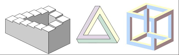 Ilusiones ópticas de La Escalera Imposible, El Triángulo de Penrose y El Cubo de Necker. #Ilusiones Ilusiones ópticas de La Escalera Imposible, El Triángulo de Penrose y El Cubo de Necker