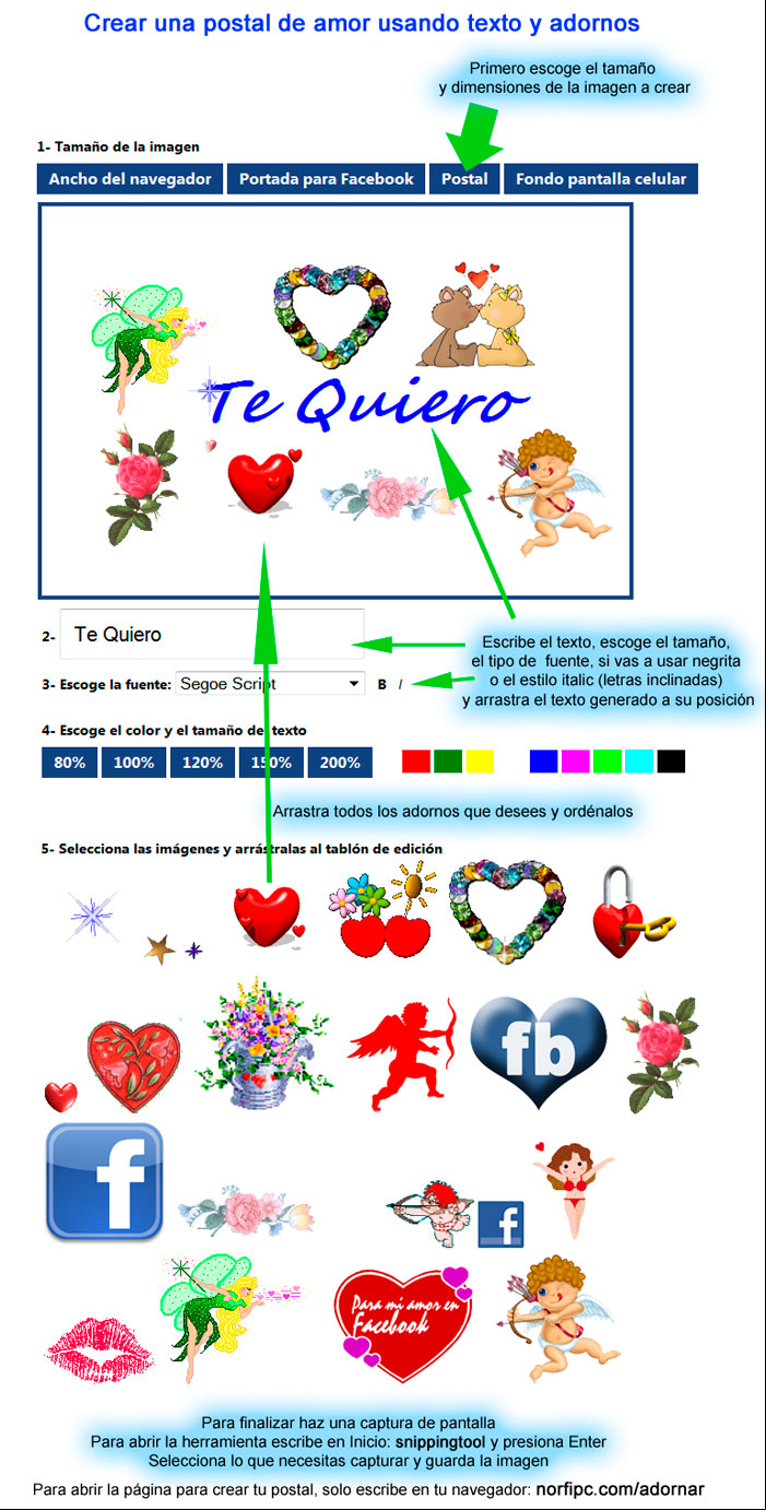 Como crear una postal de amor con adornos y texto Como crear una postal de amor con adornos y texto