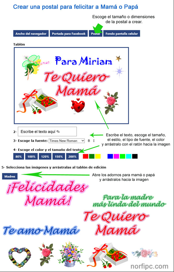 Como crear una postal para felicitar a Mamá con adornos y texto Como crear una postal para felicitar a Mamá con adornos y texto