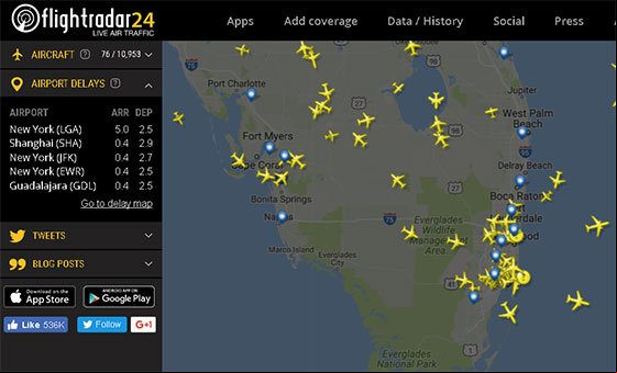 Flight Radar, mapa para obtener información sobre el tráfico aéreo Flight Radar, mapa para obtener información sobre el tráfico aéreo