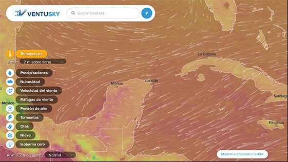 Mapa meteorológico de Ventusky, con información sobre el estado del tiempo Mapa meteorológico de Ventusky, con información sobre el estado del tiempo