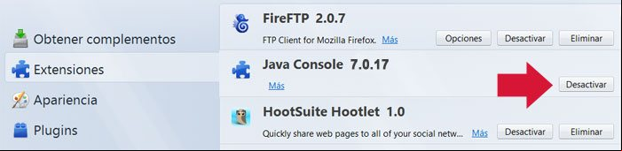 Desactivar Java en el navegador Firefox Desactivar Java en el navegador Firefox