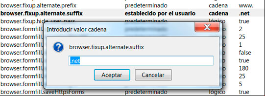 Ejemplo de cómo modificar un valor de cadena en Firefox Ejemplo de cómo modificar un valor de cadena en Firefox