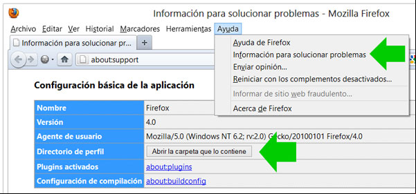 Abrir la carpeta del perfil de Firefox Abrir la carpeta del perfil de Firefox