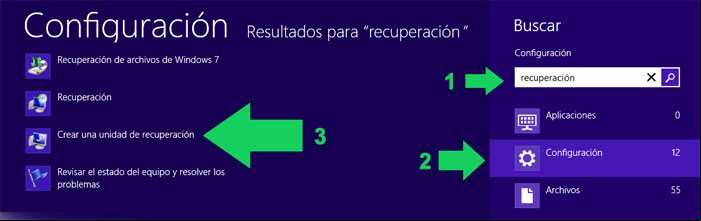 Iniciar la herramienta para crear una unidad de recuperación