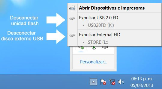 Desconectar de forma segura un dispositivo USB en Windows Desconectar de forma segura un dispositivo USB en Windows